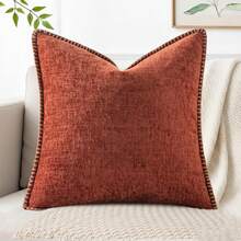 1 pièce Taie d'oreiller en sherpa douce et confortable avec bords cousus, couleur rouille (l'insert d'oreiller n'est pas inclus), convient pour le canapé, le lit, le printemps/été - Rouiller - Voir 10
