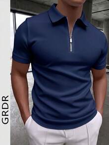Áo thun nam tay ngắn cổ polo GRDR mùa hè, thích hợp cho hoạt động ngoài trời, du lịch và mặc thường ngày. - Màu xanh hải quân - Xem 9