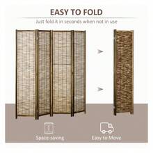 Hand Woven Room Divider, 4 Panel Folding Screen, Reed Partition Wall, 63"X67", Brown - 4pcs - View 5