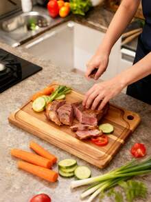 2PCS Wooden Cutting Board, Solid Wood Cutting Board, Pizza Steak Cutting Board, Cutting Board, Bread Board, Solid Wood Chopping Board, Wooden Serving Platter, Suitable For Pizza, Bread, Cheese, Fruit, Vegetables, Suitable For Home Kitchen And Restaurant. Ideal For Cutting Meat, Bread And Fruit, Holiday Gift - View 6