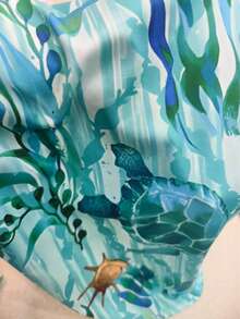 大码海洋生物印花休闲夏日连衣裙，优雅 - 彩色 - 查看 4