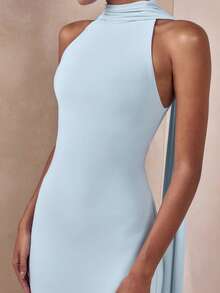 Plus Size Blue Sleeveless Extra Long Train Mermaid Evening Gown, Not Recommended For People Under 170cm Tall Wedding Party - Baby Blue - View 6