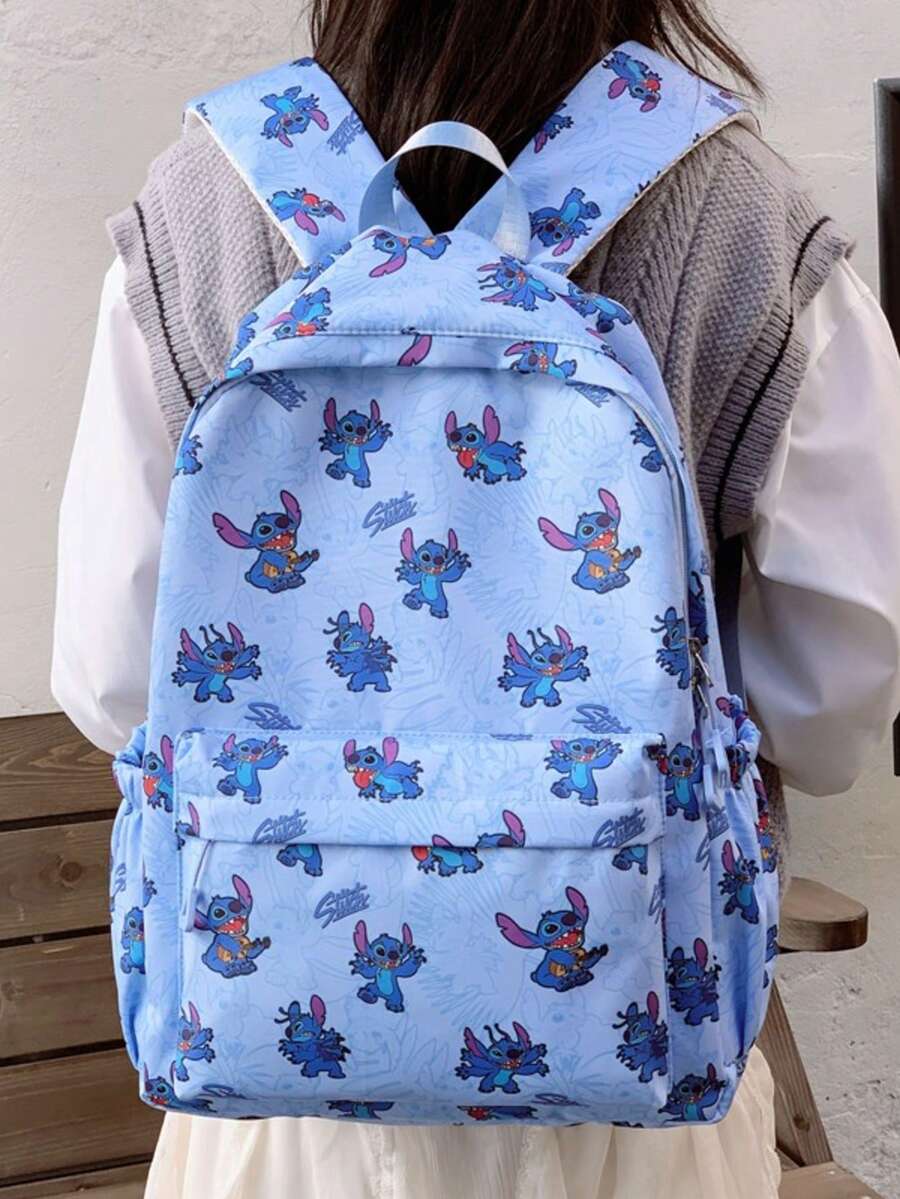 Disney 1個史迪奇中性兒童後背包，迪士尼收納袋，文具整理袋，幼兒園兒童書包，迷你後背包，卡通手提包，適合假期和旅行
