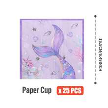100/75/25/10pcs Purple Big Fish Tail Ocean Theme Disposable Plates, Napkins, Cups Set, Party Supplies, Suitable For 25 Guests, Disposable Paper Plates Party Tableware For Birthday, Wedding, Party, Family Picnic - Multicolor - View 12