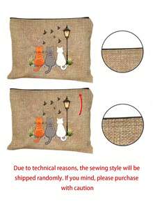 Large Capacity Women's Fashion Handbag, Cat Back Print Tote Bag, Supermarket Shopping Travel Storage Bag, Simple And Fashionable, Linen Handbag, Back To School Storage, Outdoor Travel Storage, Suitable For Girls, College Students, White-Collar Workers, Suitable As Birthday Gift, Teacher's Day Gift, Graduation Gift, Back To School Gift, Holiday Souvenir, Wedding Accessory - Multicolor - View 10