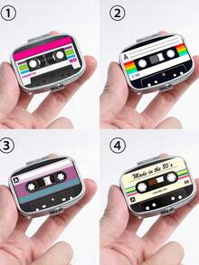 Square Pill Box With Printed Pattern And Magnetic Strip, Portable Pill Storage Compartment, Mini Metal Storage Box, Portable Jewelry And Pill Box, Travel Pill Box, Large Capacity Compartment, Weekly Pill Organizer Box, Suitable For Daily Medications And Vitamins, Essential For Doctors And Nurses, Emergency Needs, Travel, Hiking Emergency Rescue, Personalized Creative Gift With Logo - Multicolor - View 1