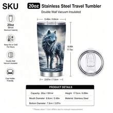 1 Pc 20oz Stainless Steel Tumbler/Travel Cup , Frozen Wolf Forest Design Tumbler Wrap For Wolf Lovers, Adults, And Winter Holiday Gifting, Featuring A Mystical Icy Wolf In A Snowy Woodland Scene. - Nhiều màu - Xem 9