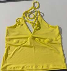 Minimalist Halter Top With V-Neck And Neck Tie - Summer - 黃色 - 查看 8