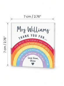 1pc Personalised Thank You Teacher Gift, Custom Text,Rainbow Coaster,Perfect Gift For Back To School,Teachers And Coworkers - Multicolor - View 6