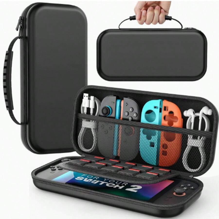Bolsa de almacenamiento portátil, estuche de transporte con carcasa dura protectora para Switch2/Switch OLED/Switch/Switch Lite, con múltiples bolsillos de almacenamiento, puede contener accesorios de consola de juegos y juegos, ligero y compacto, incluye 10 ranuras para tarjetas de juegos