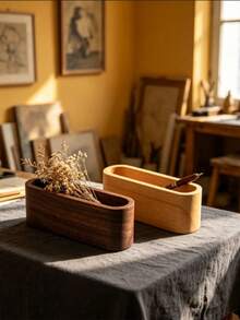 Wooden Business Card Holder Creative Desktop Large Capacity Display Storage Front Desk Business Card Holder Black Walnut Solid Wood Business Card Box - Single Compartment Business Card Box - View 3