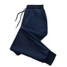 Pantalones largos sin estampado para hombre y mujer, pantalón de chándal informal holgado a la moda para exteriores, Fitness, trotar, con cordón, para uso diario - Blanco - Ver 4