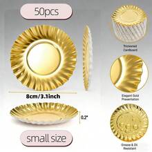 50/100pcs Golden Mini Cardboard Cake Base, Gold Cupcake Plate Dessert Plates, Mousse Dessert Board Base, Disposable Paperboard Cupcake Boards, For Wedding Birthday Party Dessert Displays Tray Pastry Plates - Gold - View 15