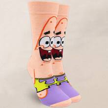 SpongeBob SquarePants 1/5/10雙襪子套組，多款卡通角色圖案中筒襪，中性款，趣味印花，適合日常穿著與送禮 - 彩色 - 查看 4