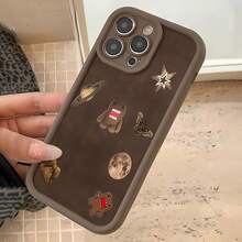 Tema nocturno espacial de Brown Domofunda de teléfono Fundas compatibles con ,Apple,VIVO,OPPO,,, y Honor.Fabricadas en silicona TPU,ofrecen protección contra golpes y caídas.correa para celular - Marrón - Ver 6