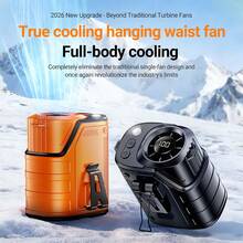 W&O Protable Cooling Neck Fan | Waist Fan | Desk Fan - 18000RPM Powerful Brushless Motor, Four Speed Adjustment, Large Capacity Ultra Long Rechargeable Battery, LED Light Power Display, LED Flashlight - Camping Gear And Equipment, Heat Relief - trái cam - Xem 5
