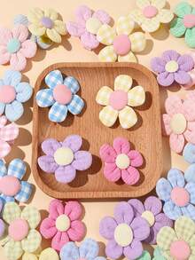 10pcs Assorted Color Floral Hair Clip Set, Fabric Non-Damaging Alligator Hair Clips, Versatile Side Bang Clips For Students' Daily Wear,Claw Clips - Multicolor - View 4