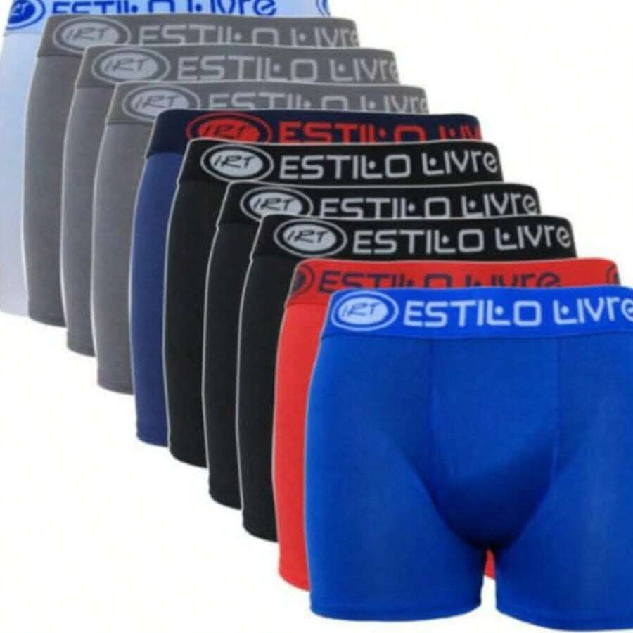 kit c/8 cuecas boxer Estilo Livre adulto masculino microfibra lisa