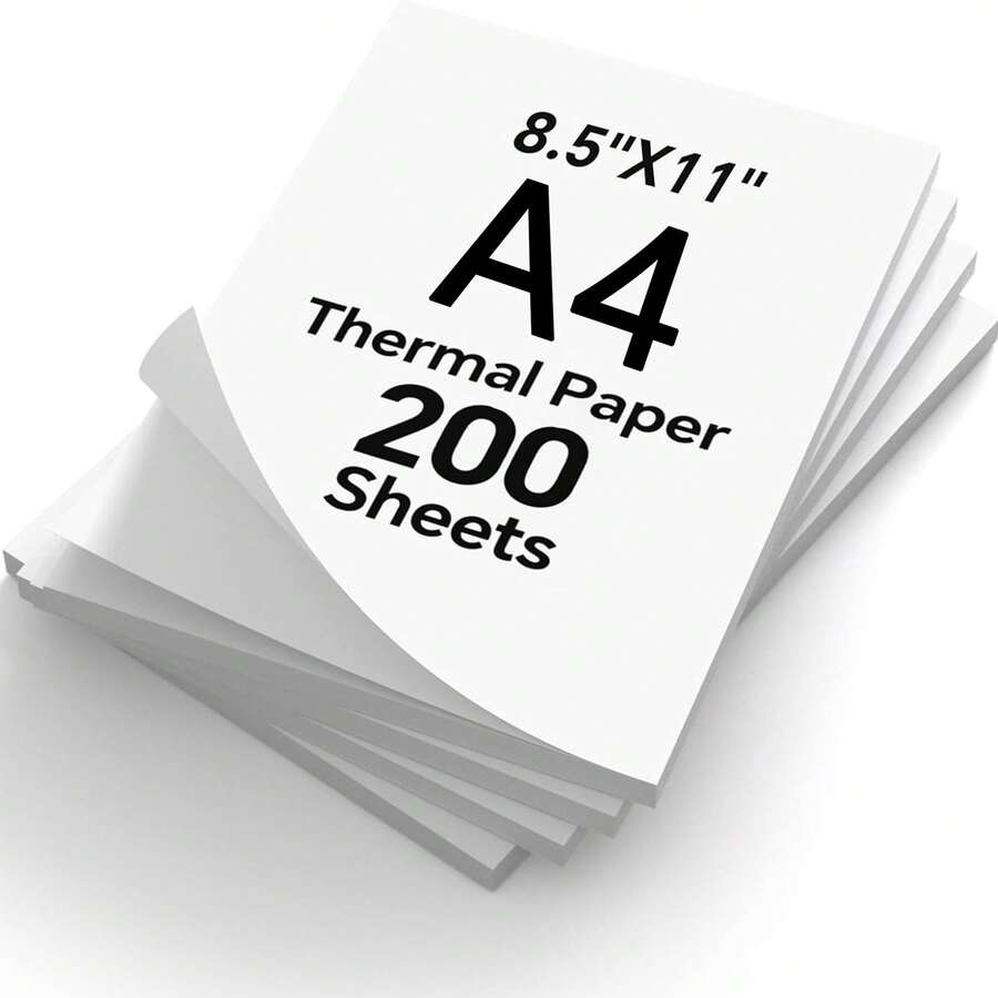 200 Lembar Kertas Termal A4, Kertas Cetak Printer Portabel A4, Kertas Termal Ukuran US Letter 8,5 x 11 Inci, Tidak Membutuhkan Tinta, Kertas Cetak Lipat, Kompatibel dengan Printer Termal Portabel, Cocok untuk Belajar, Kantor, dan Penggunaan di Rumah - 200 Sheets - View 1