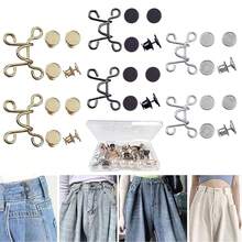 2/4/6/8Sets Nail-Free Metal Jeans Button Snaps Detachable Pants Clips Buttons Pins DIY Waist Tightener Clothing Buckles Sewing Tools - Multicolor - View 17