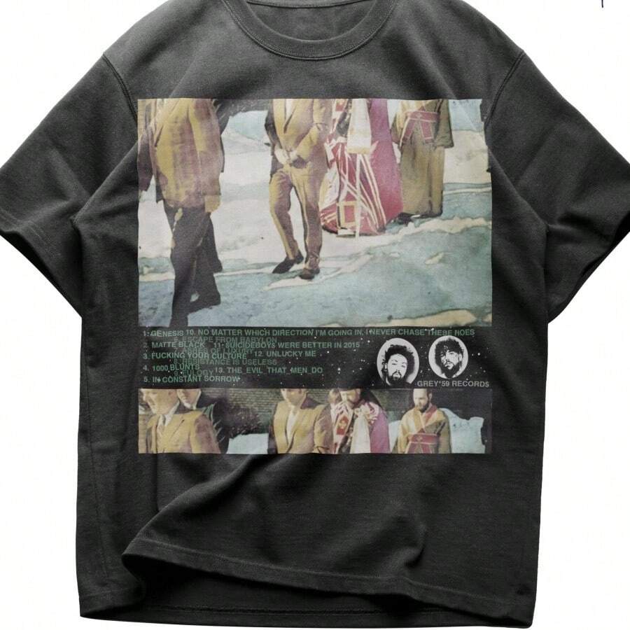 Sui Cideboys Grey Day Tour T-Shirt G59 Records Album Art Apparel - 黑色 - 查看 1