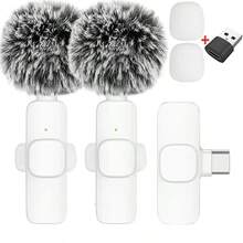 New Portable Wireless Lavalier Microphone For Audio And Video Recording, Mini Microphone For IPhone, Android, PC, Camera, Live Streaming, Gaming, And Phone - White 2in1-c-uSB - View 1