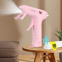 Pistola de pegamento en caliente inalámbrica de 20 segundos, calentamiento rápido, batería recargable de 2600mAh, adecuada para manualidades DIY y reparaciones del hogar - Rosa - Ver 1