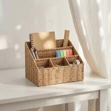 1 buah Keranjang Penyimpanan Kompartemen Anyaman Rotan Buatan Tangan, Organizer Multi-Kisi untuk Kosmetik, Riasan, Alat Tulis, Perhiasan & Barang Kecil. Keranjang Anyaman Boho untuk Kamar Tidur, Kamar Mandi, Kantor, Meja. Keranjang Serat Alami dengan Sekat untuk Laci, Meja Rias, Meja Dapur - View 2