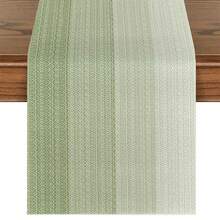 1pc Minimalist Striped Gradient Style Table Runner, Modern Living Room Dining Table Cloth Mat, Dry Cleanable, Washable, Suitable For Kitchen Dining Table Party Wedding Decoration Vintage Style, Suitable For Entryway, Family Gathering, Coffee Table, Living Room, Microwave Dust Cover - Light Green - View 15