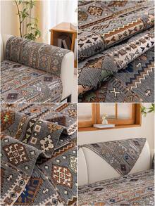 1pc Vintage Bohemian Style Small Diamond Pattern Sofa Cushion, Chenille Jacquard Fabric, Suitable For 1-4 Seater Sofa, All Seasons, Machine Washable. - Multicolor - View 7