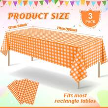1/6/12PCS-137*274cm Taplak Meja Kotak-kotak Plastik Oranye dan Putih, Taplak Meja Kotak-kotak Oranye dan Putih Sekali Pakai Dekoratif, Cocok untuk Piknik, Peternakan, Ulang Tahun, Pernikahan, Taplak Meja Pesta Persegi Panjang - oranye - View 3