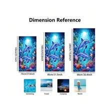 1pc Realistic 3D Dolphin Print Microfiber Beach Towel, Quick Dry Sand Resistant Super Absorbent Swimming Towel, Large Rectangle Beach Blanket For Summer Vacation Pool Travel Camping Bath Use - Multicolor - View 3