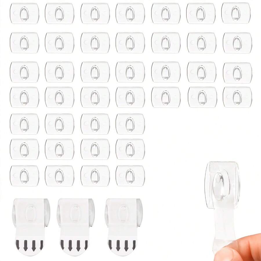 20-40pcs Mini Transparent Decorative Hook Clip, Light String Hook, Holiday Light String Clip, Suitable For Light String Decoration, Seamless Multifunctional Suspension, Suitable For Home And Outdoor Multifunctional Hooks