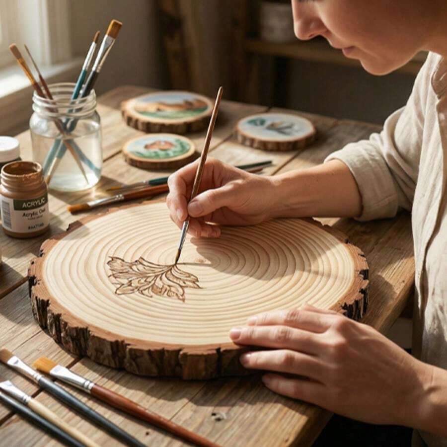Large Wood Slices (9-10") – Rustic Wooden Rounds For Wedding Centerpieces, Event Decor, And Table Centerpieces Gifts Decors 1pcs - A - View 1