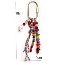 1PC Bohemian Colorful Beaded Keychain, Handmade Tassel Star/Heart Charm Key Ring, Vintage Aesthetic Bag Pendant Accessory For Women - Multicolor - View 6