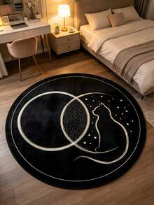 1pc Cat & Star Silhouette Rug, Thickened Carpet, Plush Rug, Autumn/Winter Rug, Decorative Rug, Bedroom Decor, Small Rug, Carpet, Home Decor, Living Room Rug, Living Room Small Rug, Bedroom Rug, Living Room Home Decor, Outdoor Rug, Washable Rug, Graduation Season Gift - Silhouette Cat - View 3