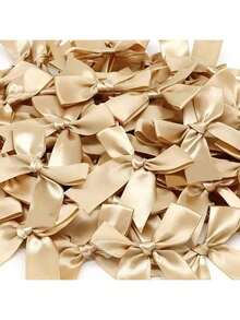 25/50pcs Satin Ribbon Bows, Pink & White Small Flower Gift Bows For Wedding Decor, DIY Birthday Party, Baking Decoration, Valentine's Day - Bow - View 3