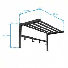 Miroytengo Perchero de Pared, Mueble Organizador de Entrada, Soporte Metálico Negro, 4 Ganchos y Estante 69x33x34 cm, Ideal para Dormitorio o Recibidor, Diseño Práctico y Elegante, Kit Montaje Incluido. De 2 a 3 días de envio - Negro - Ver 7