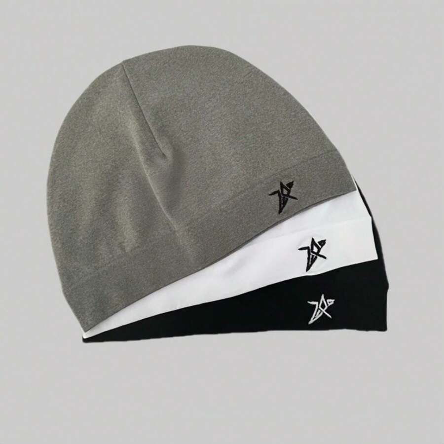 Star Embroidered Skull Cap Thin Beanie Soft Breathable Stretch Hat For Men Women Outdoor Sports Hiking Running Cycling AllSeason - White - 查看 1