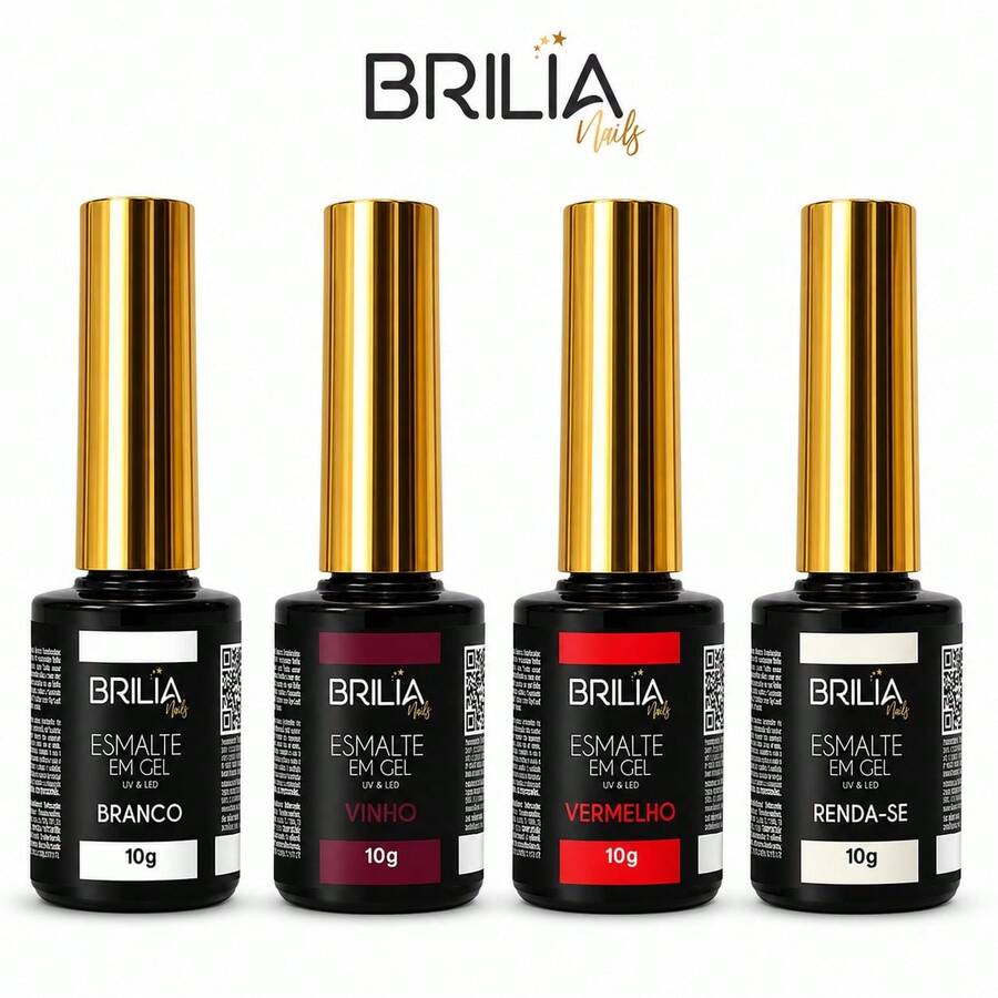 Esmalte Em Gel Brilia Nails Esmaltação Alongamento De Unha Cabine Led/Uv Nail Manicure Profissional - Vinho - Visão 1