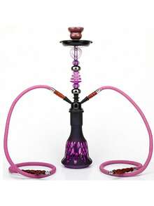 1pc Classic Small Double Tube Arabic Hookah Complete Set Glass Water Pipe Shisha Accessories No Electricity Required Arabic Hookah Glass Bowl - one-size - View 11