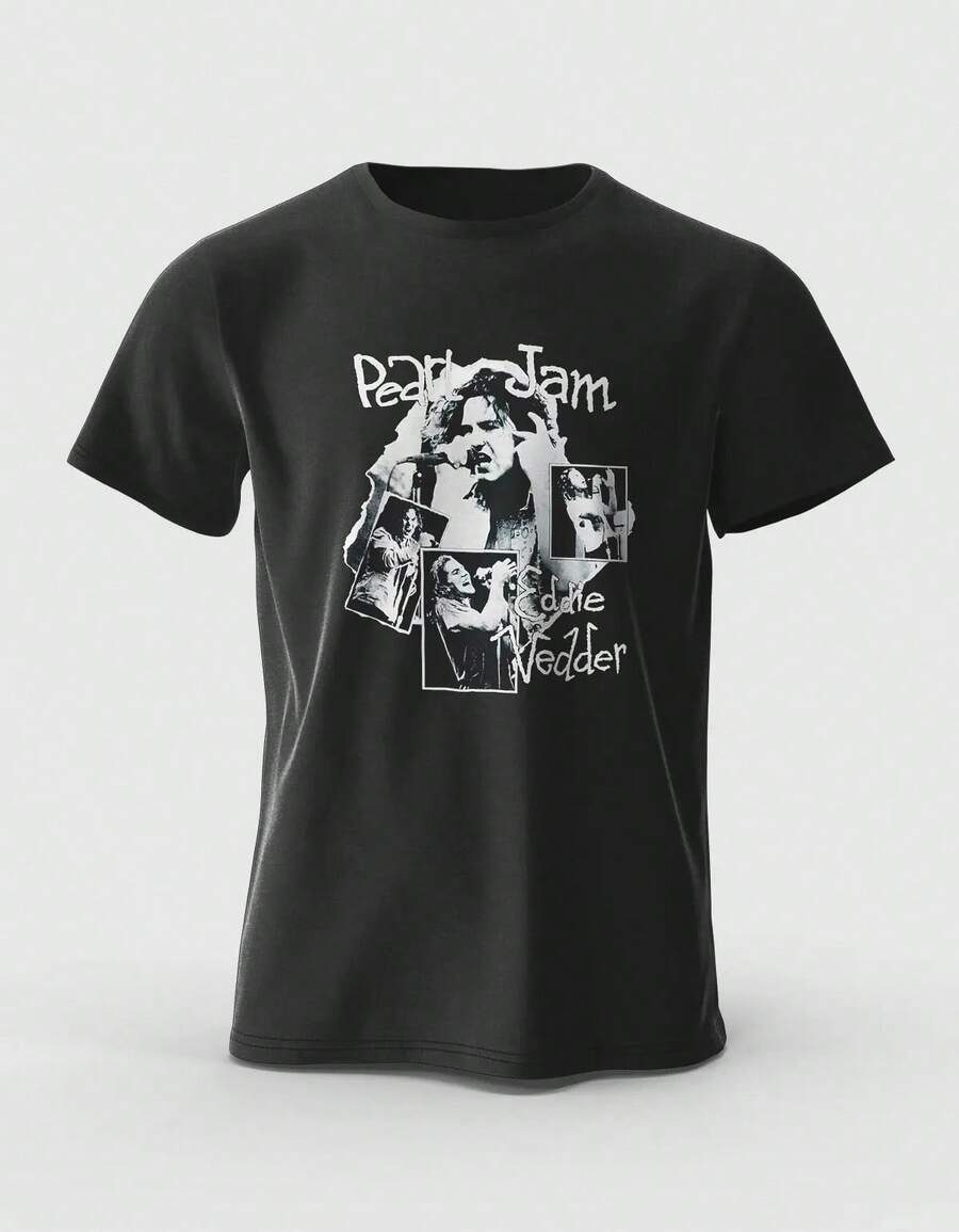 Camiseta Básica Eddie Vedder Cantor Banda Rock - Negro - Ver 1