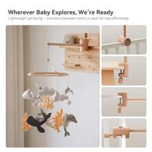 Minimalist Natural Wood Style Baby Hanging Ornament Stand, Adjustable Clamp Base, Fits Different Thickness Installation Surfaces, Stable And Durable, Lightweight And Portable, Suitable For Crib/Playpen/Children's Room Multiple Scenes - Wood Color - View 8