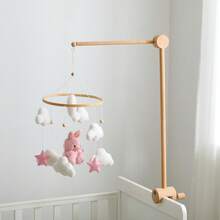 Minimalist Natural Wood Style Baby Hanging Ornament Stand, Adjustable Clamp Base, Fits Different Thickness Installation Surfaces, Stable And Durable, Lightweight And Portable, Suitable For Crib/Playpen/Children's Room Multiple Scenes - Wood Color - View 5