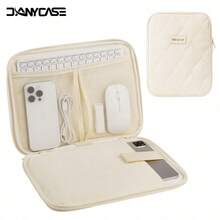 DANYCASE 11 Inch Tablet Sleeve Protective Padded Carrying Case Compatible With IPad 10th Gen 11th Gen 10.9 Pro 11 7th Gen 8th Gen 9th Gen 10.2 Smooth Zipper - Beige - View 2