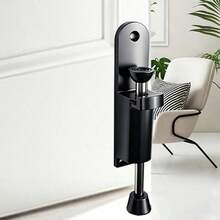 1pc Black Heavy Duty Invisible Door Stopper - Foot Pedal Spring Mechanism | Zinc Alloy Construction | Easy To Position And Install | Suitable For Living Room, Bedroom, Office, Apartment And Hotel | Wall Protection | Stylish Design | Durable - Large Black - View 7