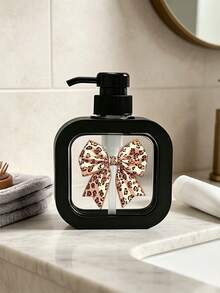 1pc Leopard Print Bow Pattern Refillable Liquid Dispenser, Press-Type Empty Pump Bottle, Transparent Lotion Container For Bathroom Kitchen Hand Soap Shampoo, Perfume Refillable Bottle, Travel Bottles - View 6