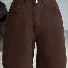 jianchaimaoyi02  Shorts vaqueros bermudas cómodos y holgados para mujer, nuevos modelos de verano - Marrón - Ver 2