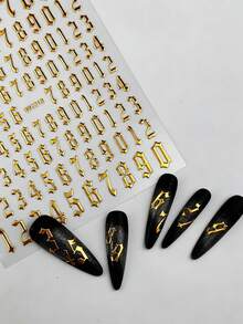 2pcs Gold Number Pattern Nail Stickers With Adhesive - Rose Gold - View 5