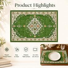 1pc Persian Style Placemat, Breakfast Mat, Coffee Mat, Coaster Set, Bowl & Plate Mat, Home Decor, Kitchen Accessory, Easy To Clean Placemat, Suitable For Home, Kitchen, Dining Room Table Decor, Holiday Gift, Multi-Piece Combination Set, Linen Placemat - Multicolor - View 5